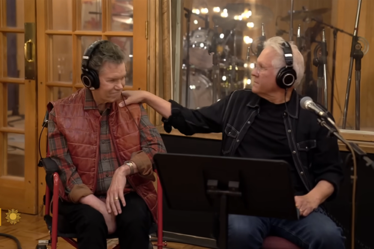 Randy Travis in a recording studio