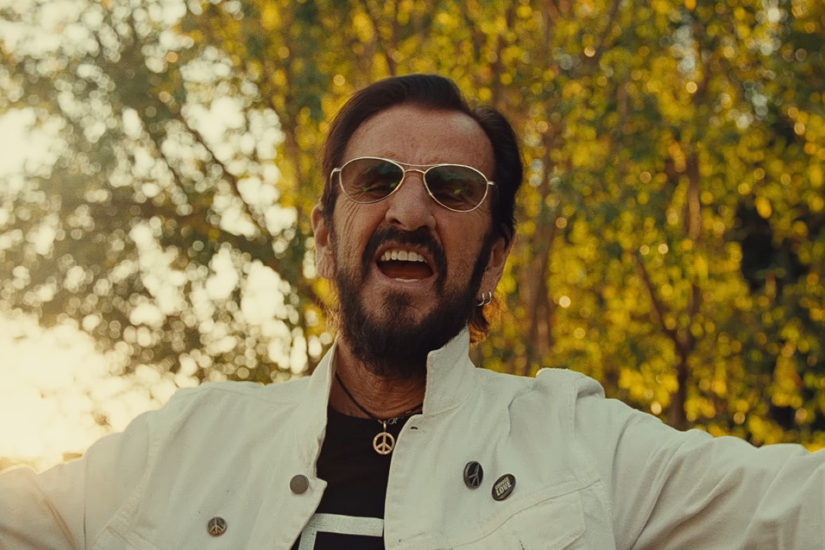 ringo starr on set of his new music video "don't look up"