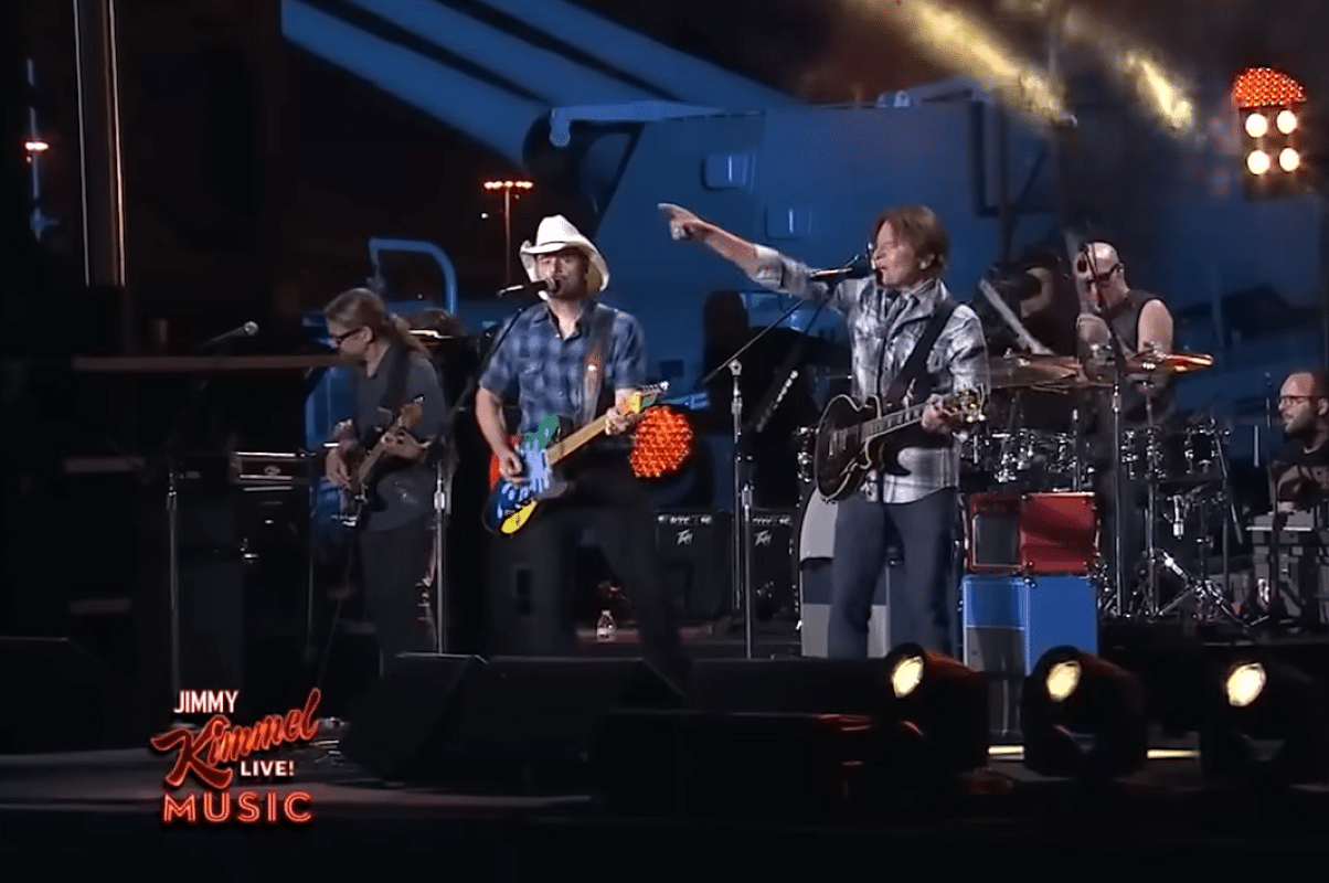 Brad Paisley and John Fogerty performing together